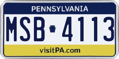 PA license plate MSB4113