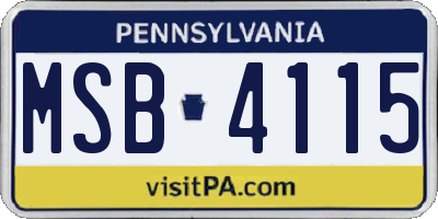 PA license plate MSB4115