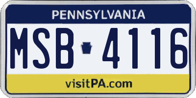 PA license plate MSB4116