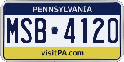 PA license plate MSB4120