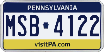 PA license plate MSB4122