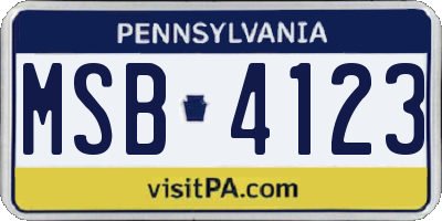PA license plate MSB4123