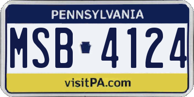 PA license plate MSB4124