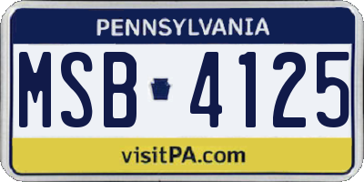 PA license plate MSB4125