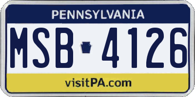 PA license plate MSB4126