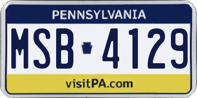 PA license plate MSB4129