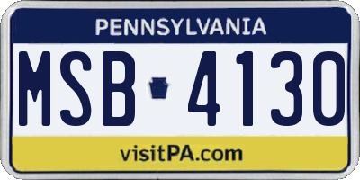 PA license plate MSB4130