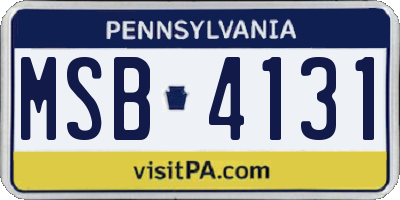 PA license plate MSB4131