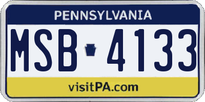 PA license plate MSB4133
