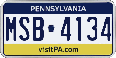 PA license plate MSB4134