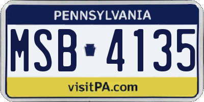 PA license plate MSB4135