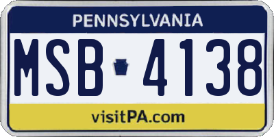 PA license plate MSB4138