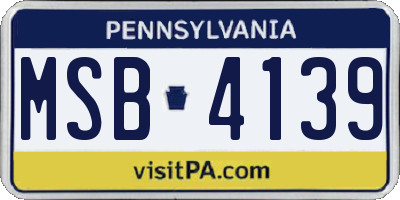 PA license plate MSB4139