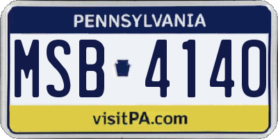 PA license plate MSB4140