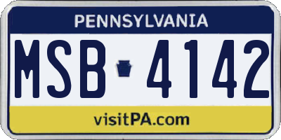 PA license plate MSB4142