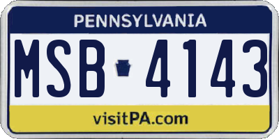 PA license plate MSB4143