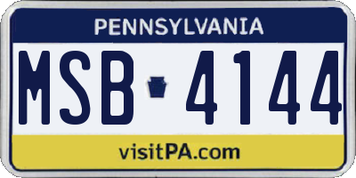 PA license plate MSB4144