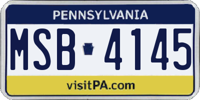 PA license plate MSB4145