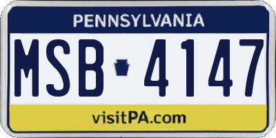 PA license plate MSB4147