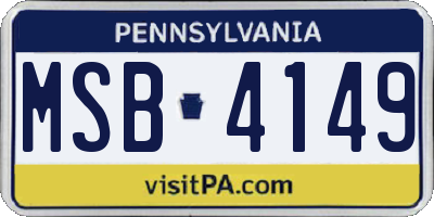 PA license plate MSB4149