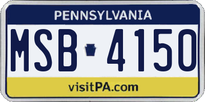 PA license plate MSB4150