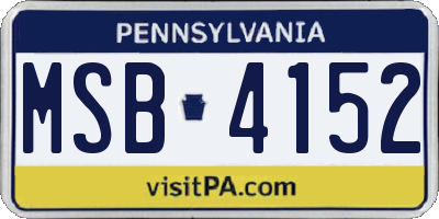 PA license plate MSB4152