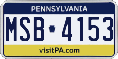 PA license plate MSB4153