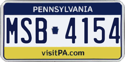 PA license plate MSB4154