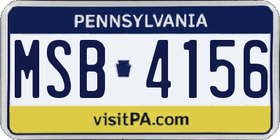 PA license plate MSB4156