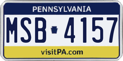 PA license plate MSB4157