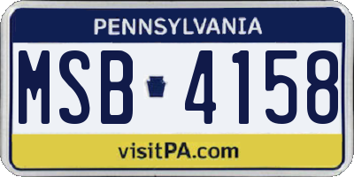 PA license plate MSB4158