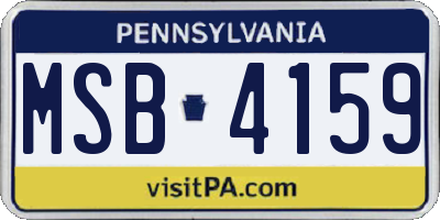 PA license plate MSB4159