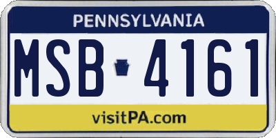 PA license plate MSB4161