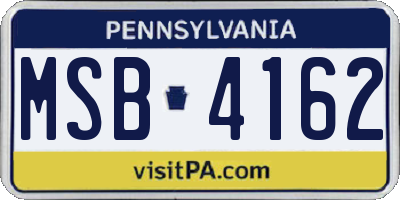PA license plate MSB4162