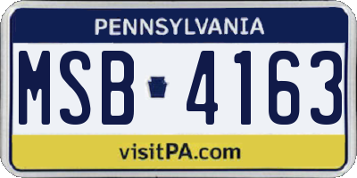 PA license plate MSB4163