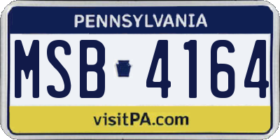 PA license plate MSB4164