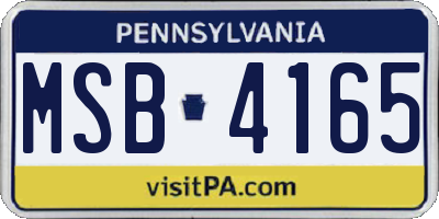 PA license plate MSB4165