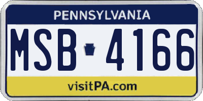 PA license plate MSB4166