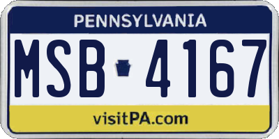 PA license plate MSB4167