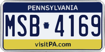 PA license plate MSB4169