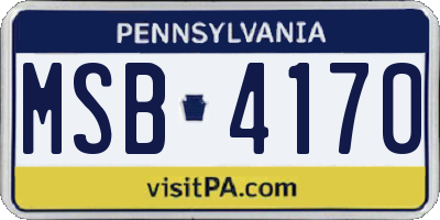 PA license plate MSB4170