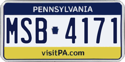 PA license plate MSB4171