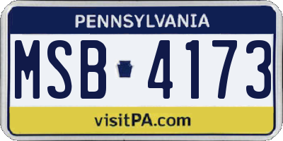 PA license plate MSB4173