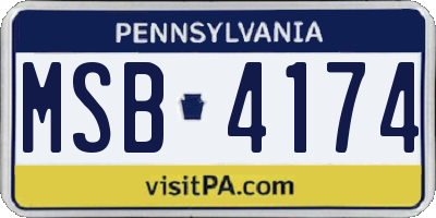 PA license plate MSB4174
