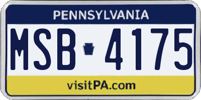 PA license plate MSB4175