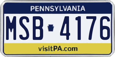 PA license plate MSB4176