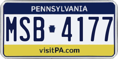 PA license plate MSB4177