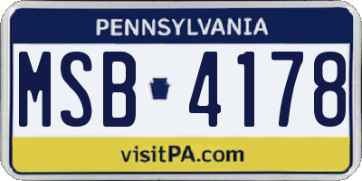 PA license plate MSB4178