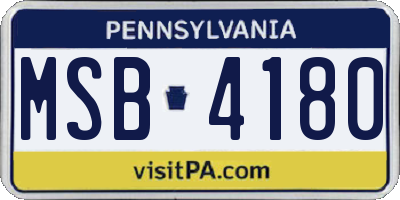 PA license plate MSB4180