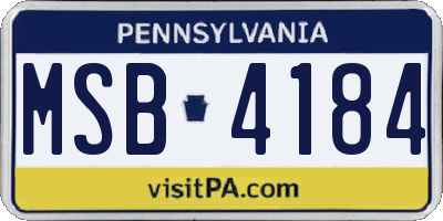 PA license plate MSB4184